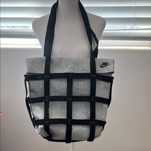 Nike Gray Tote with Black Grid Strap Detailing
